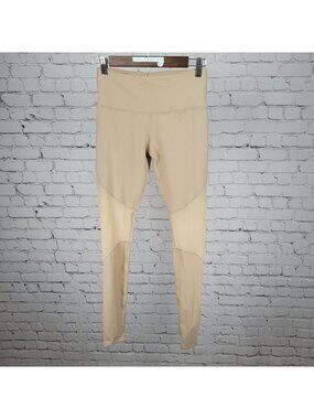 NWT Electric Yoga Stephanie Bohbot Beige Nude Mesh Stirrups Pants Size Small S